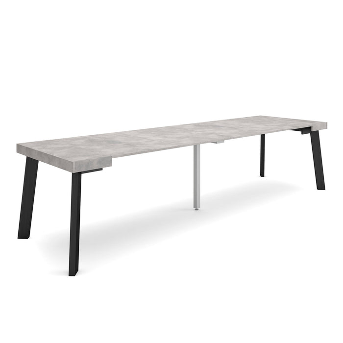 Consolle allungabile, 302x90x73cm, Per 14 persone, Gambe in legno, grigio cemento RF3046