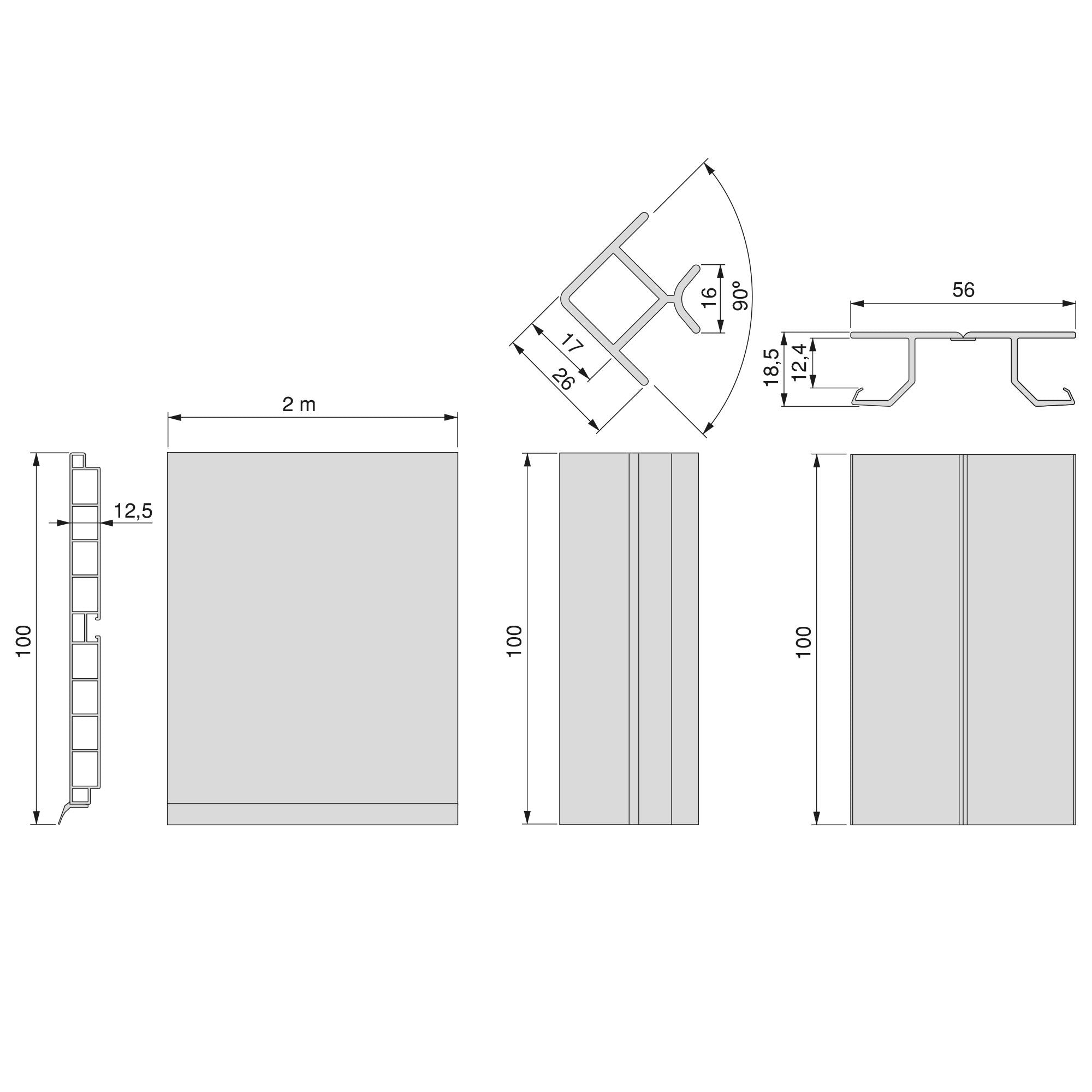 Battiscopa per Mobili Cucina 4,7m H10 cm con Giunti in Plastica Emuca Anodizzato Satinato