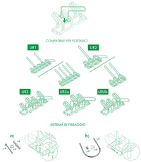 Kit 3 Montanti Aggancio Bicicletta per Portabiciclette Urbany Kit 106