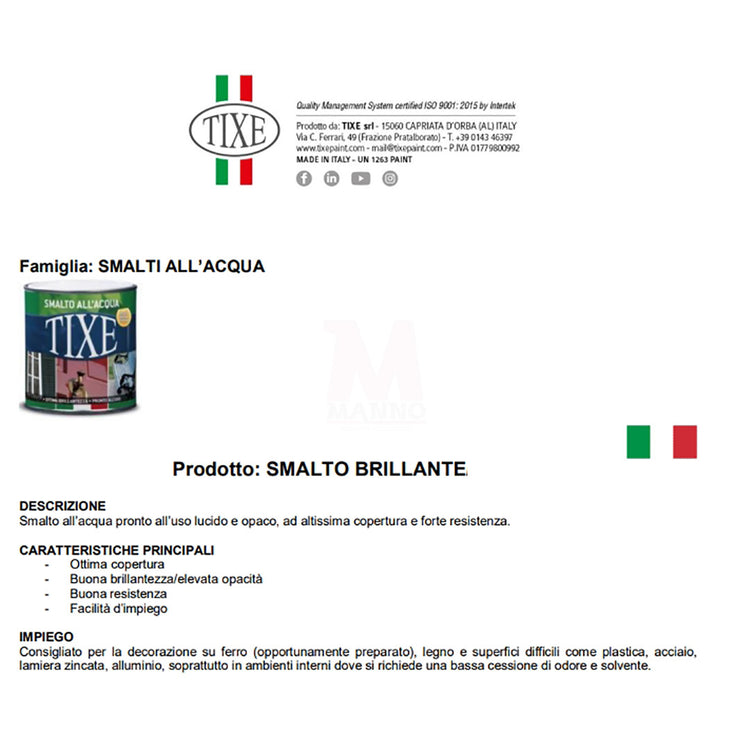 Smalto all'acqua per interni esterni Vernice brillante lucida pronta all'uso 500 ml Tixe Aquatix Verde Smeraldo