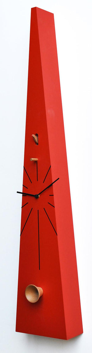 Orologio a Cucù da Parete 17,5x90x12 cm Pirondini Italia QQ Tall 502 Rosso