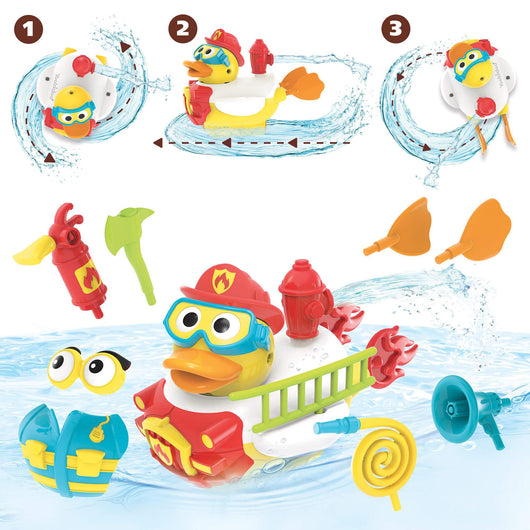 Anatra per Bagnetto con Accessori Yookidoo Jet Duck Create Firefighter 40172