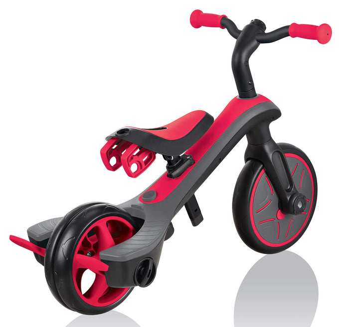 Passeggino Triciclo per Bambini con Maniglione e Tettuccio Globber Explorer Trike 4 in 1 Rosso