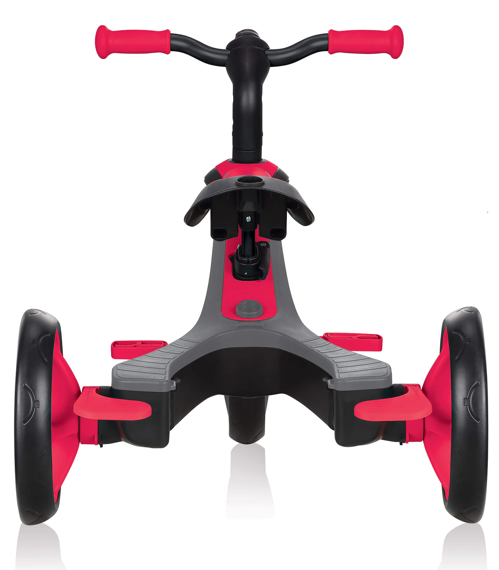 Passeggino Triciclo per Bambini con Maniglione e Tettuccio Globber Explorer Trike 4 in 1 Rosso