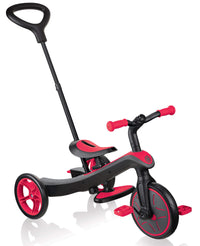 Passeggino Triciclo per Bambini con Maniglione e Tettuccio Globber Explorer Trike 4 in 1 Rosso