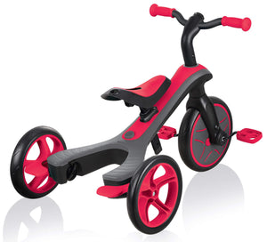 Passeggino Triciclo per Bambini con Maniglione e Tettuccio Globber Explorer Trike 4 in 1 Rosso