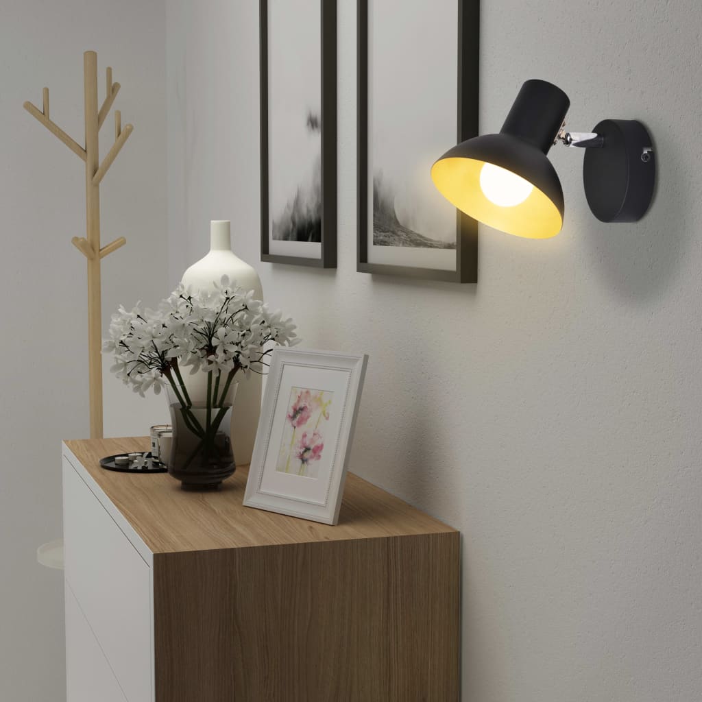 vidaXL Applique 2 pz per 2 Lampadine E27 Nero e Oro