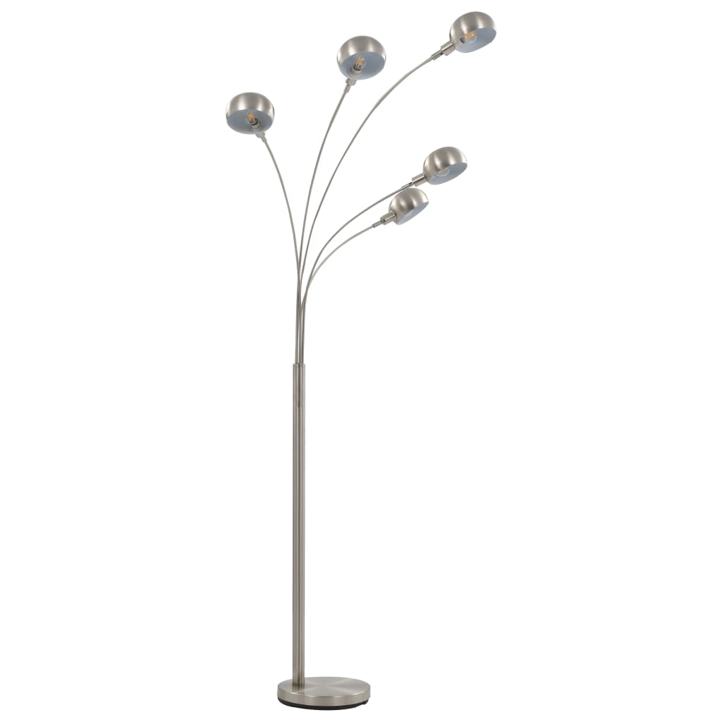 vidaXL Lampada da Terra 200 cm 5 Bulbi E14 Argento