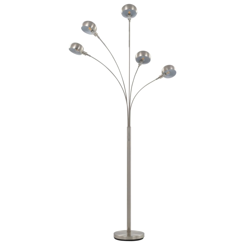 vidaXL Lampada da Terra 200 cm 5 Bulbi E14 Argento