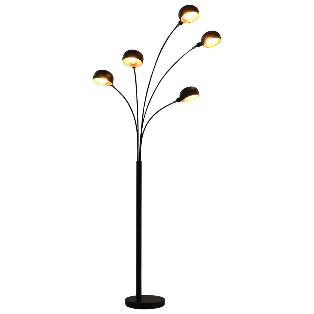 vidaXL Lampada da Terra 200 cm 5 Bulbi E14 Nero e Oro