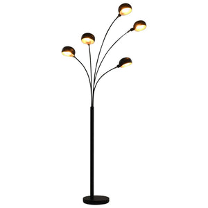 vidaXL Lampada da Terra 200 cm 5 Bulbi E14 Nero e Oro