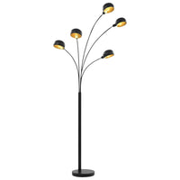 vidaXL Lampada da Terra 200 cm 5 Bulbi E14 Nero e Oro