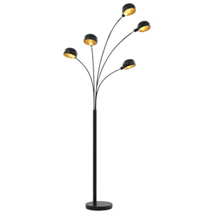 vidaXL Lampada da Terra 200 cm 5 Bulbi E14 Nero e Oro