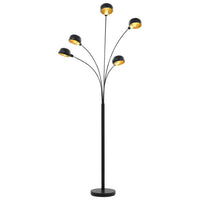 vidaXL Lampada da Terra 200 cm 5 Bulbi E14 Nero e Oro