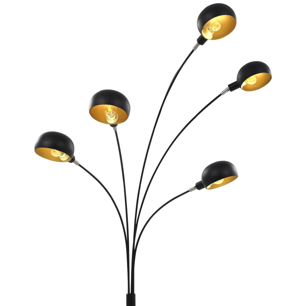 vidaXL Lampada da Terra 200 cm 5 Bulbi E14 Nero e Oro