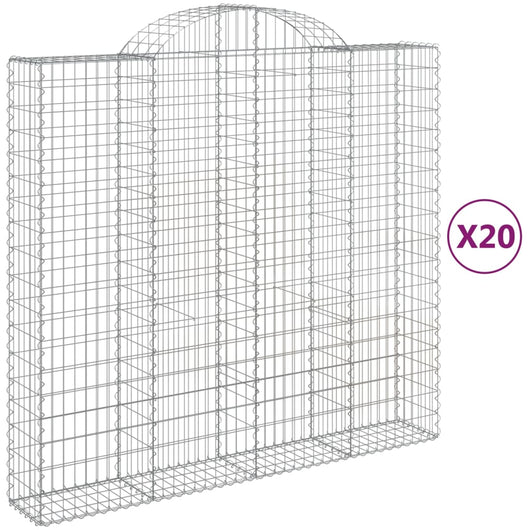 vidaXL Cesti Gabbioni ad Arco 20 pz 200x50x180/200 cm Ferro Zincato