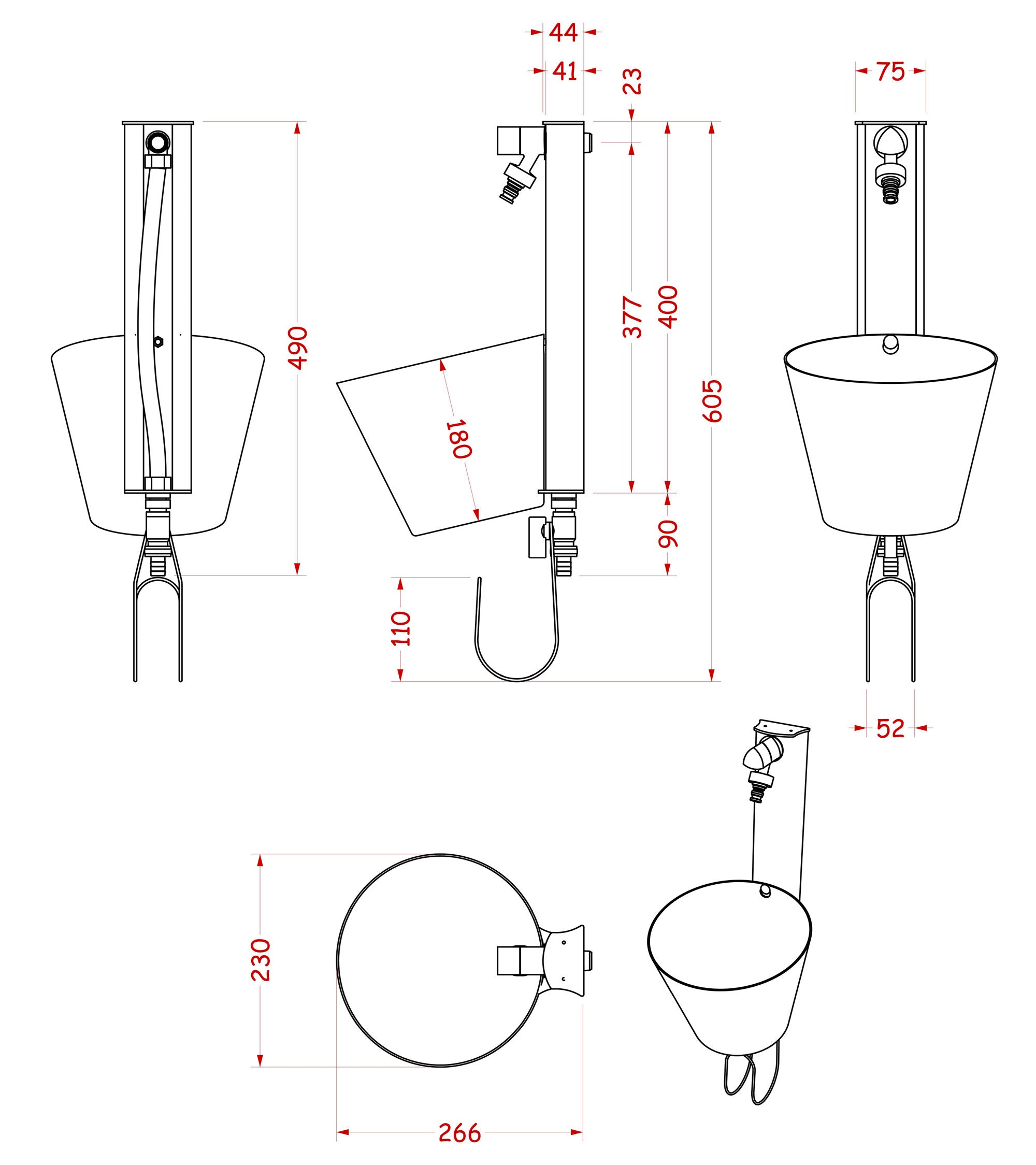 Fontana a Parete da Giardino con doppio Rubinetto Belfer 42/PRS Ruggine