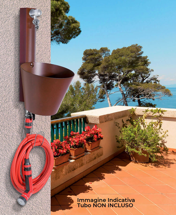 Fontana a Parete da Giardino con doppio Rubinetto Belfer 42/PRS Ruggine