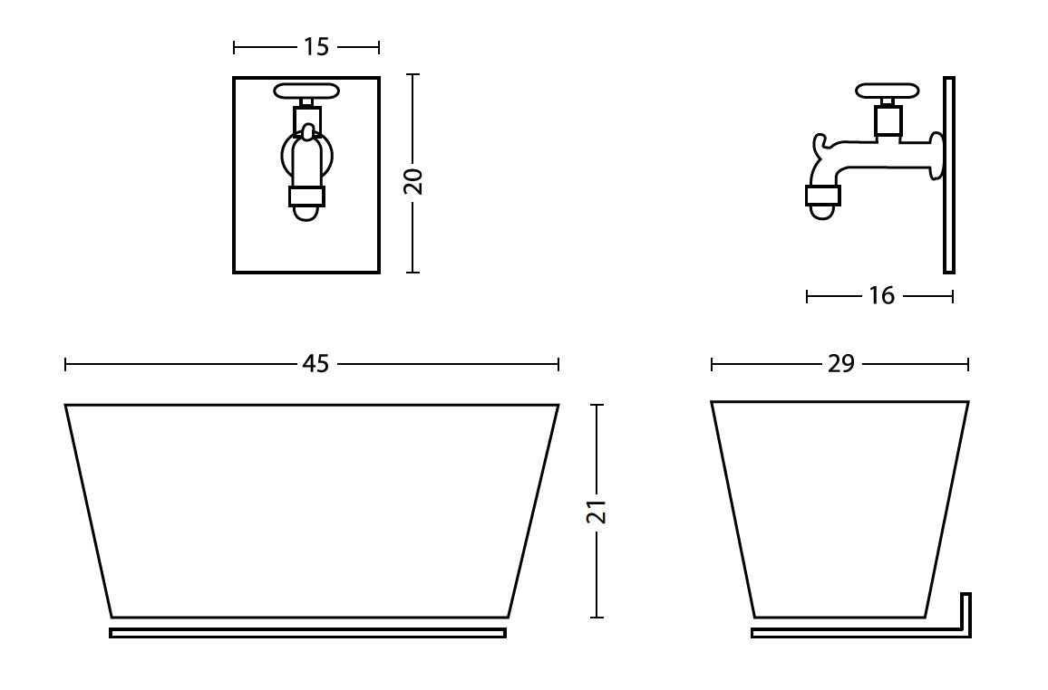 Fontana a Parete da Giardino con Rubinetto e Vasca Belfer 42/PRQ Tortora