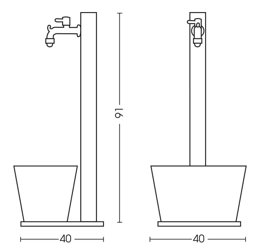 Fontana da Giardino con Rubinetto Vaschetta e Base Belfer 42/QVR Ruggine