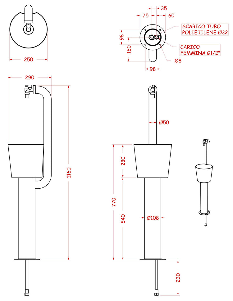 Fontana da Giardino con Rubinetto e Secchio Belfer 42/ARC Cactus Turchese