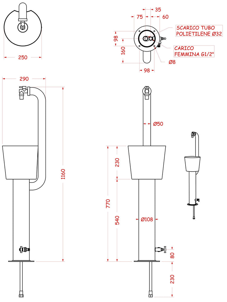 Fontana da Giardino con Doppio Rubinetto e Secchio Belfer 42/ARRC Cactus Alluminio