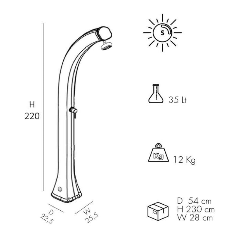 Doccia Solare In Polietilene Happy Xl Colore Bianca Cv-H400/9003