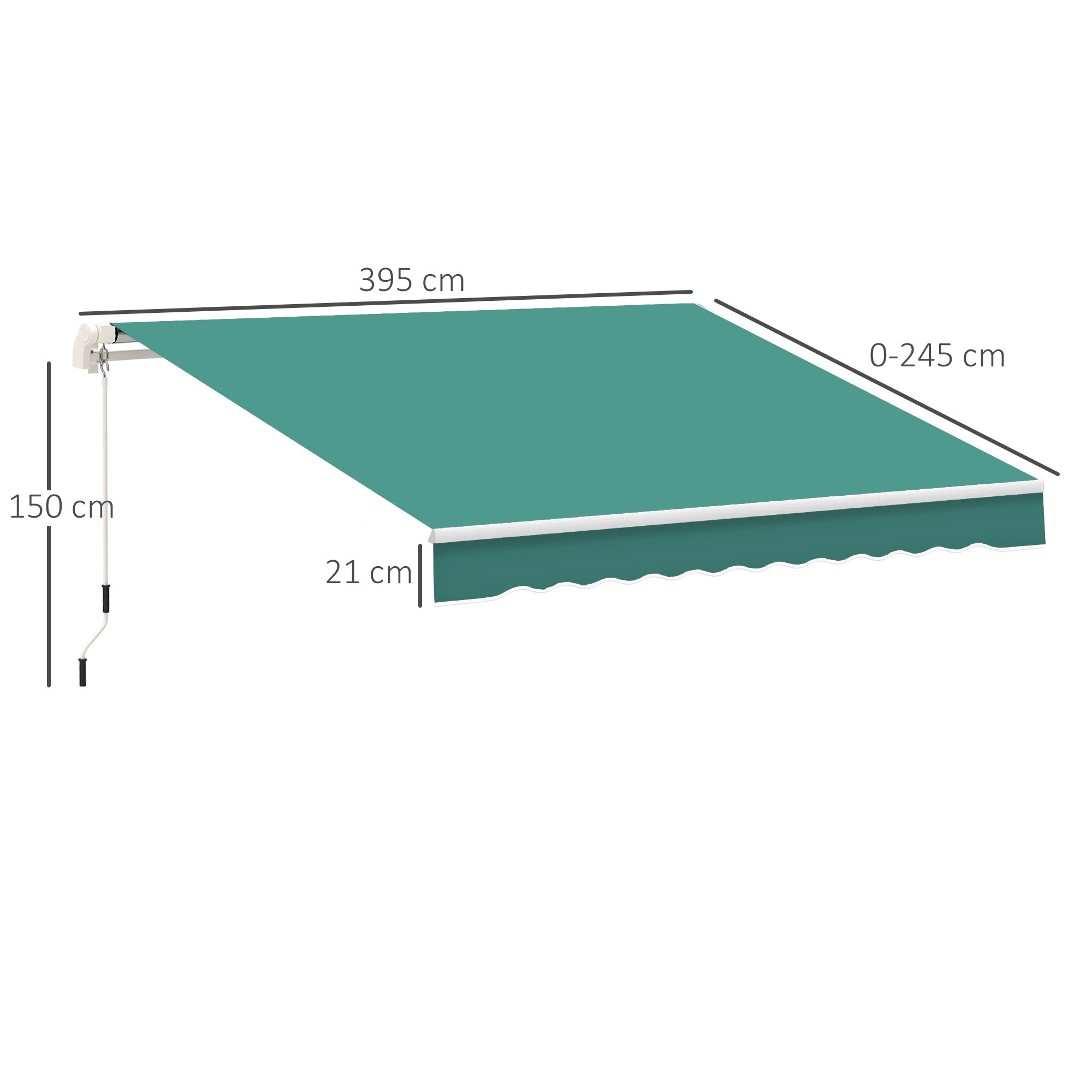 Tenda da Sole Avvolgibile a Parete 4x2.5m in Poliestere Verde Scuro