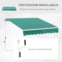 Tenda da Sole Avvolgibile a Parete 4x2.5m in Poliestere Verde Scuro