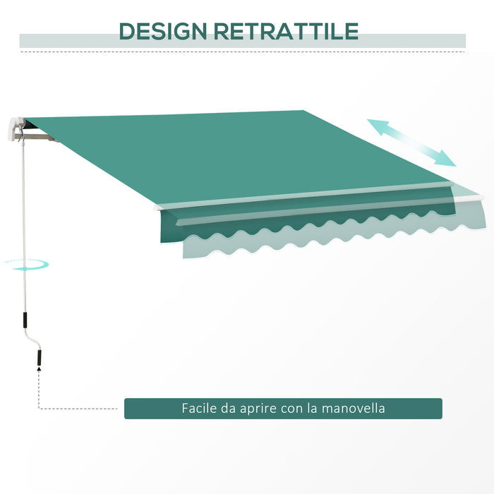 Tenda da Sole Avvolgibile a Parete 4x2.5m in Poliestere Verde Scuro