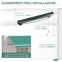 Tenda da Sole Avvolgibile a Parete 4x2.5m in Poliestere Verde Scuro