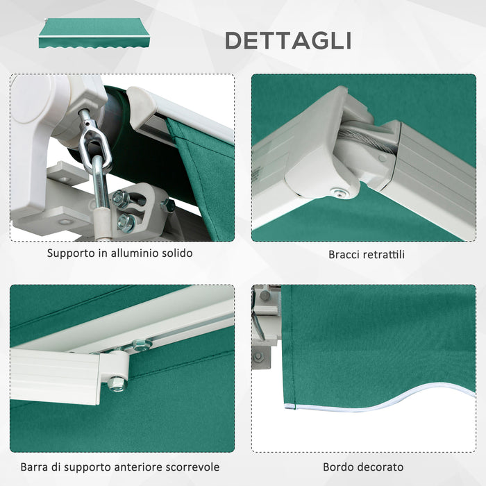 Tenda da Sole Avvolgibile a Parete 4x2.5m in Poliestere Verde Scuro