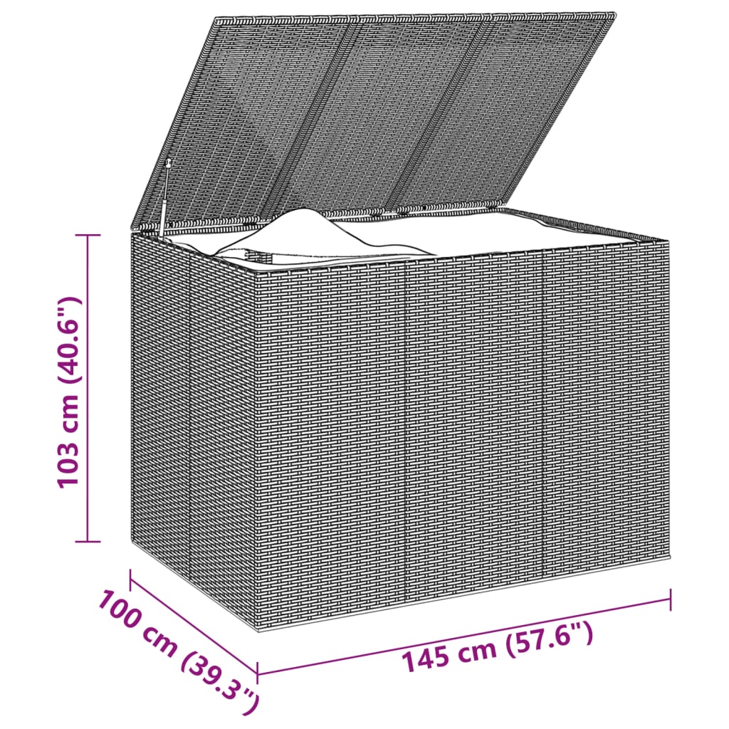 vidaXL Contenitore da Giardino in Rattan PE 145x100x103 cm Nero