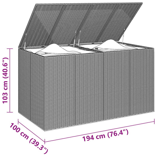 vidaXL Contenitore da Giardino in Rattan PE 194x100x103 cm Marrone