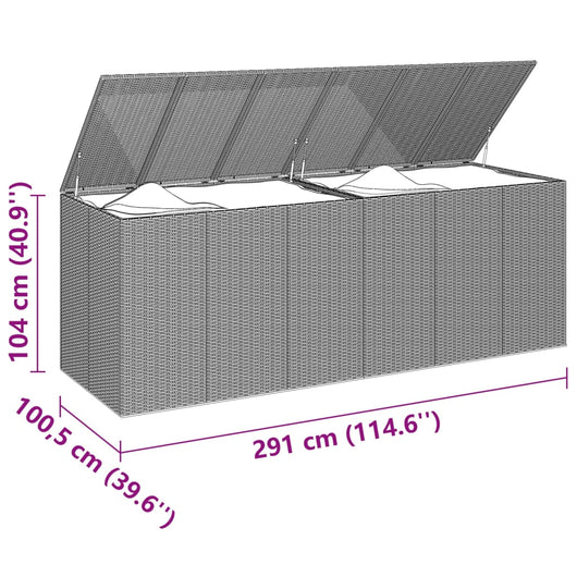 vidaXL Contenitore da Giardino in Rattan PE 291x100,5x104 cm Grigio