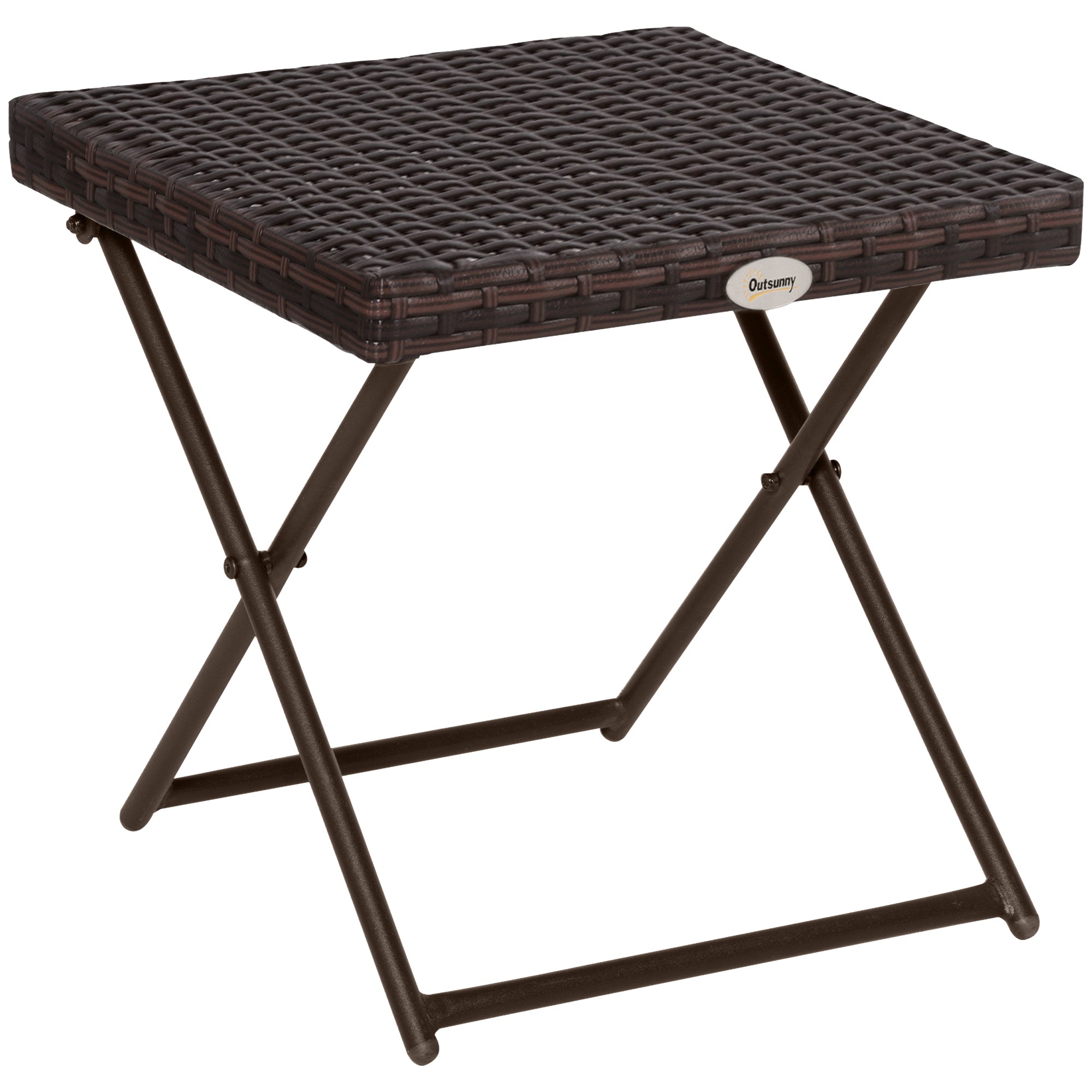 Tavolino Pieghevole da Giardino 40x40x40 cm in Rattan Sintetico Marrone