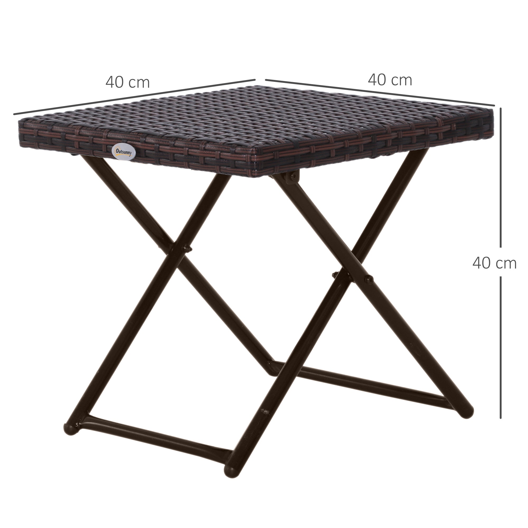 Tavolino Pieghevole da Giardino 40x40x40 cm in Rattan Sintetico Marrone