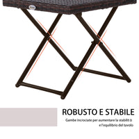 Tavolino Pieghevole da Giardino 40x40x40 cm in Rattan Sintetico Marrone