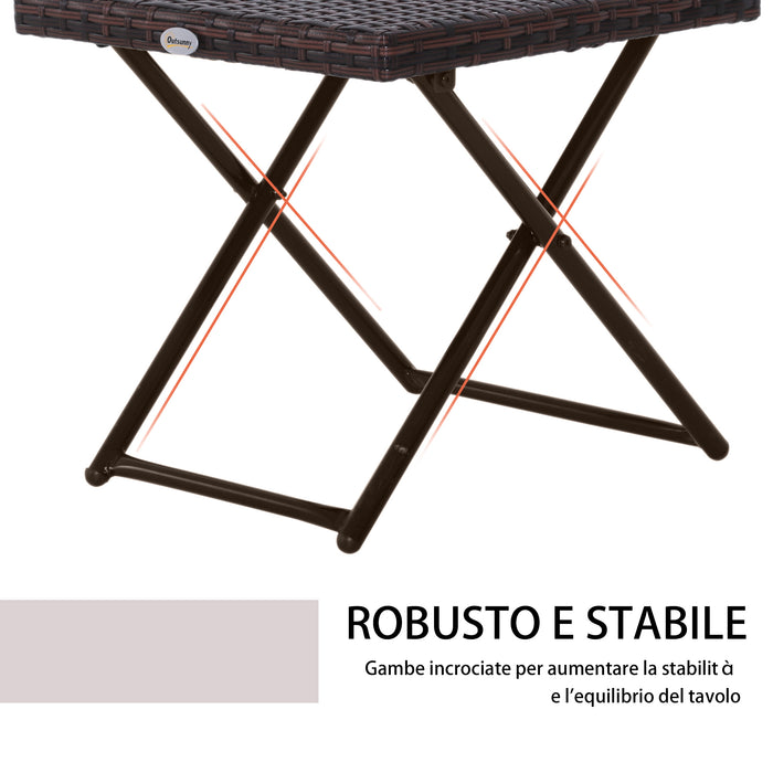 Tavolino Pieghevole da Giardino 40x40x40 cm in Rattan Sintetico Marrone