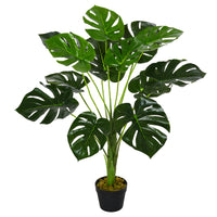 Pianta Artificiale Monstera H85 cm con Vaso Verde