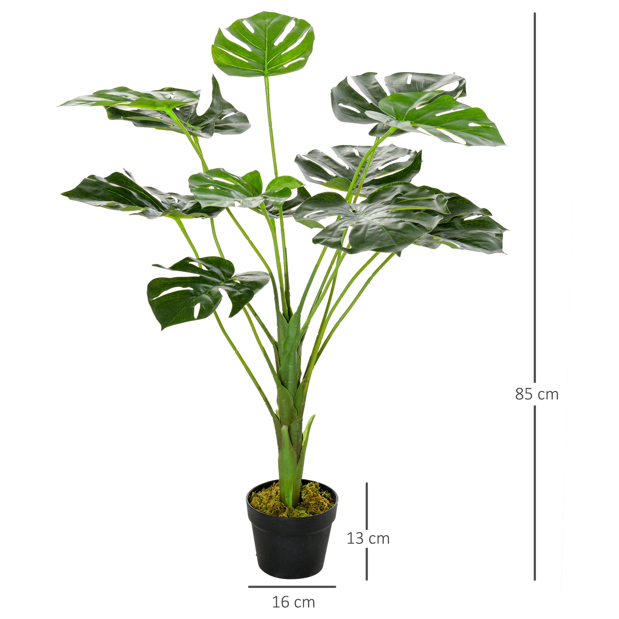 Pianta Artificiale Monstera H85 cm con Vaso Verde