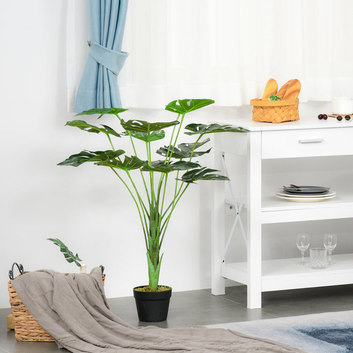 Pianta Artificiale Monstera H85 cm con Vaso Verde