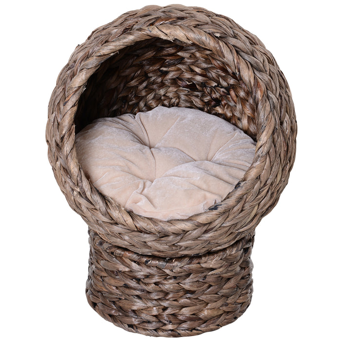 Cuccia per Gatti 42x33x52 cm con Cuscino Marrone