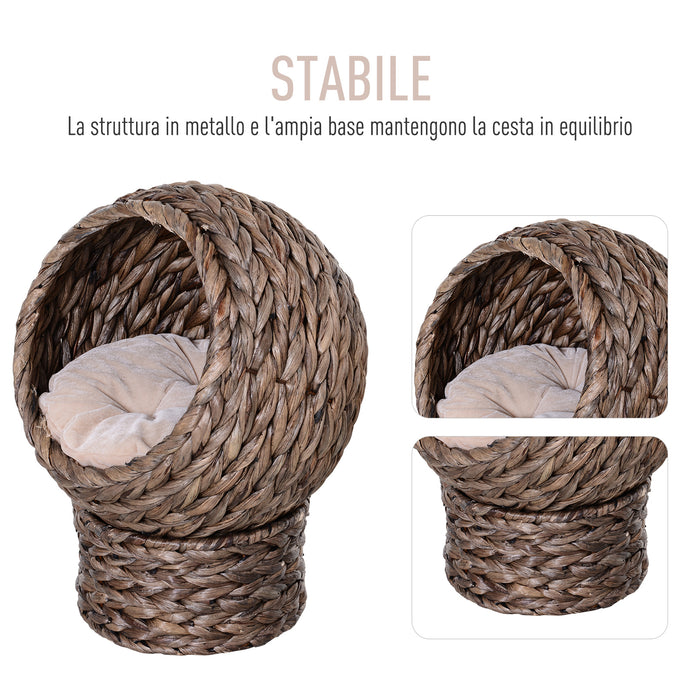 Cuccia per Gatti 42x33x52 cm con Cuscino Marrone