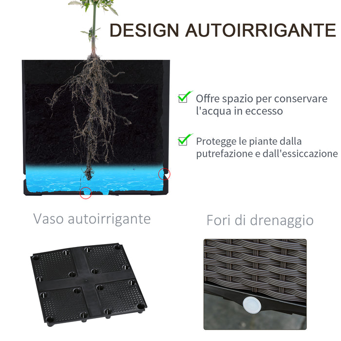 Fioriera da Giardino 40x40x175 cm con Vaso e Griglia per Rampicanti Marrone