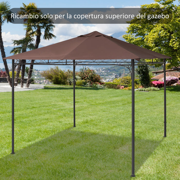 Tetto di Ricambio Gazebo 3x3m in Poliestere Marrone