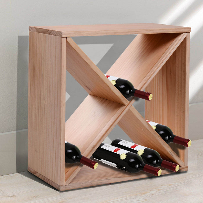 Cantinetta Portabottiglie in Legno 50x26x50 cm 24 Bottiglie Naturale