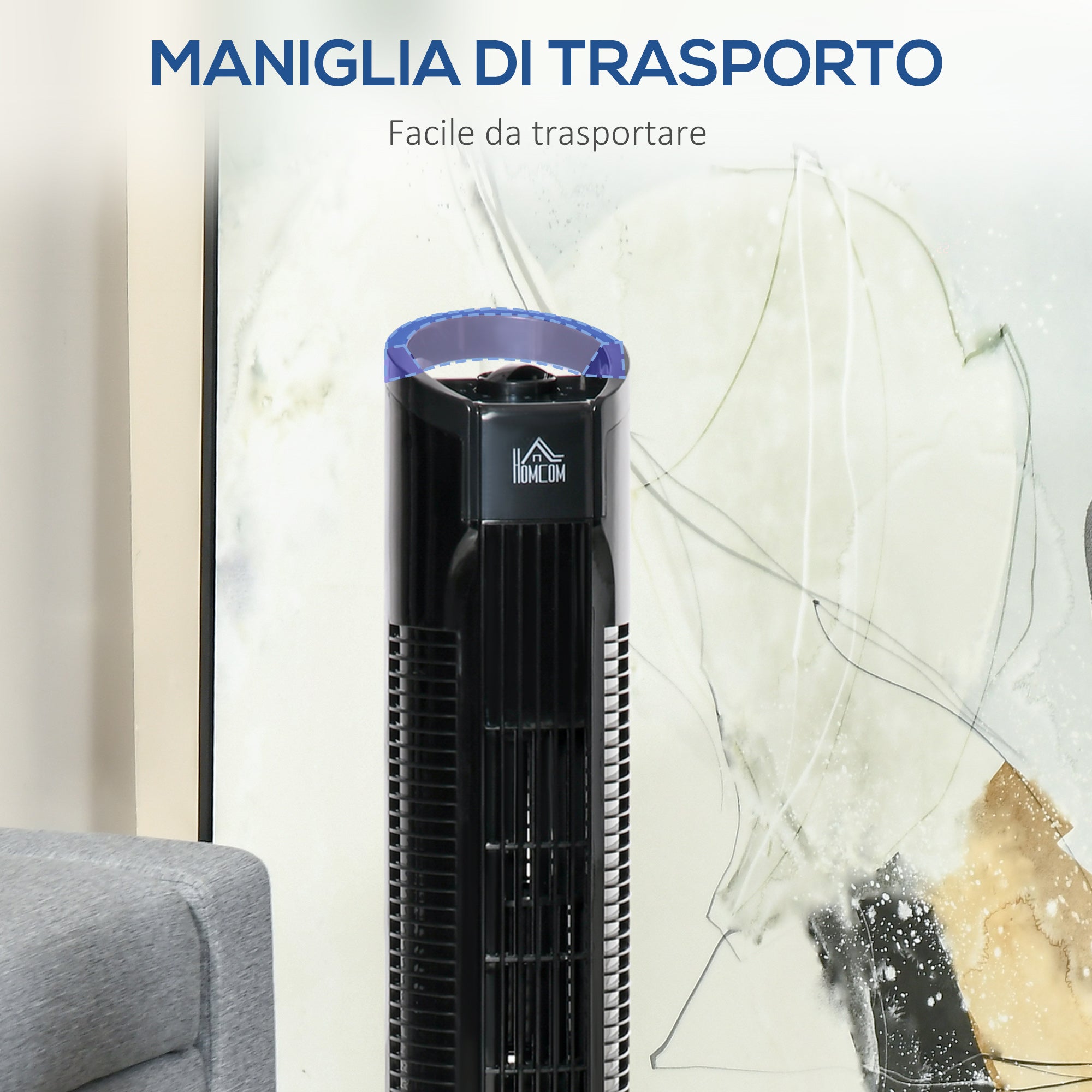 Ventilatore a Colonna Ø20x78,5 cm 3 Velocità Nero