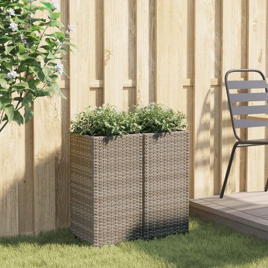 vidaXL Fioriere da Giardino 2 pz Grigie 30x30x60 cm in Polyrattan