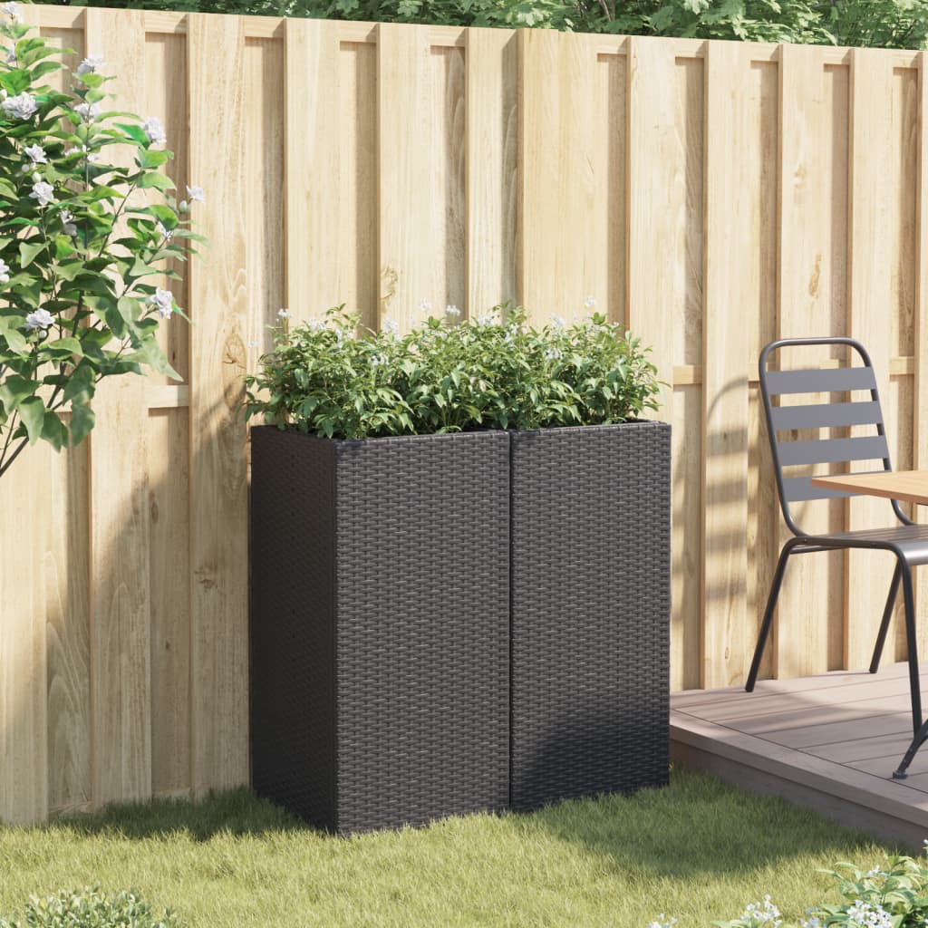 vidaXL Fioriere da Giardino 2 pz Nere 40x40x80 cm in Polyrattan